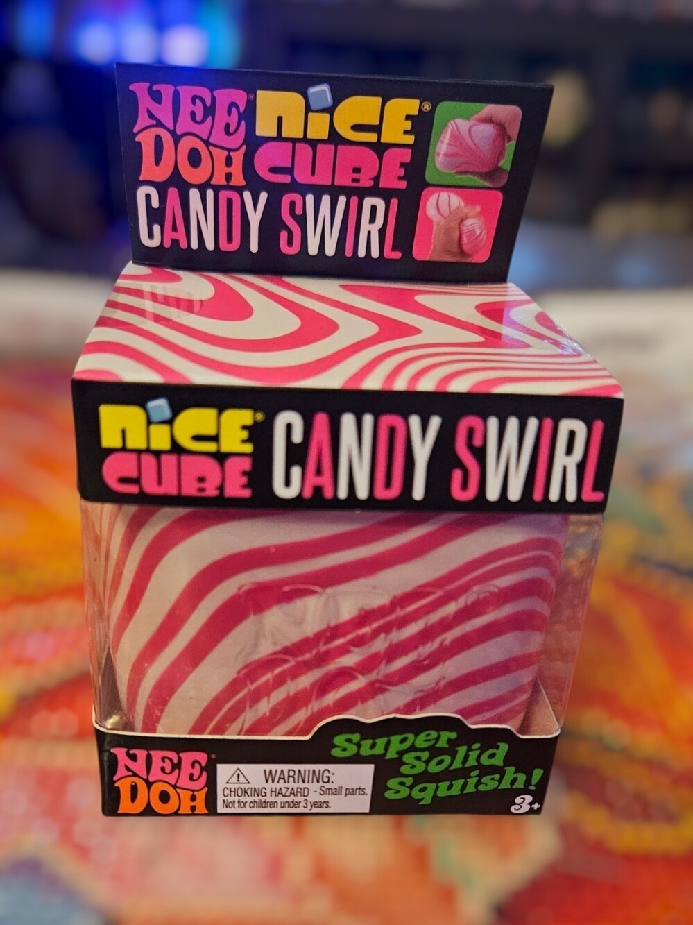 NeeDoh Nice Cube Candy Swirl Squish Toy – Pink & White